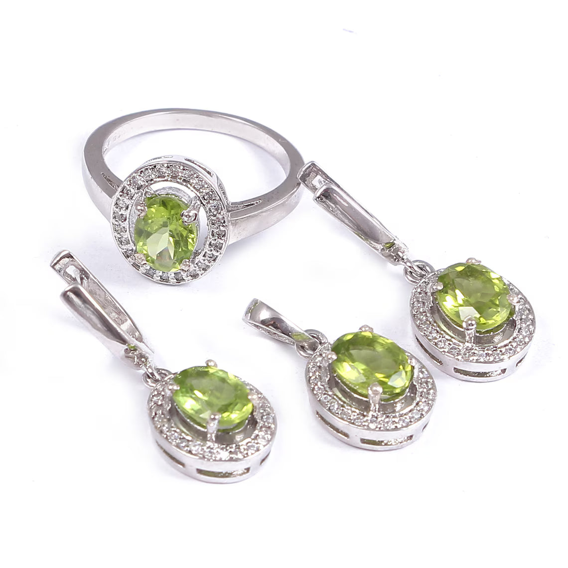 Natural Peridot- Peridot Gemstone Jewelry Set/Pendant,Earring And Ring Set/925 Silver Jewelry Set,Natural Peridot Jewelry Set For Bridesmaid