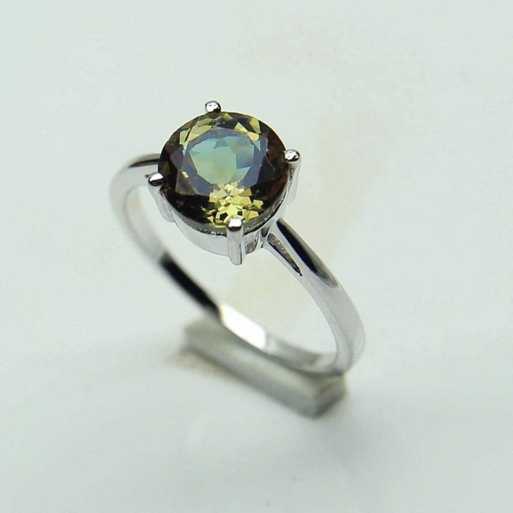 Sultanite Ring-Unique Ring- Seven Colour Changing Ring- Sultanite Gemstone Ring-Statement Ring-Round Cut Stone-Proposal Ring-925 Silver Ring