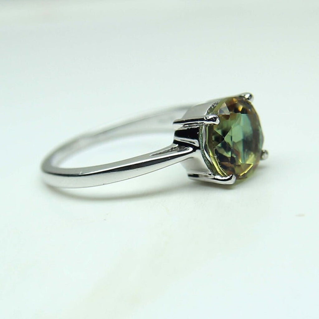Sultanite Ring-Unique Ring- Seven Colour Changing Ring- Sultanite Gemstone Ring-Statement Ring-Round Cut Stone-Proposal Ring-925 Silver Ring