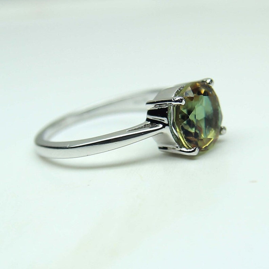 Sultanite Ring-Unique Ring- Seven Colour Changing Ring- Sultanite Gemstone Ring-Statement Ring-Round Cut Stone-Proposal Ring-925 Silver Ring