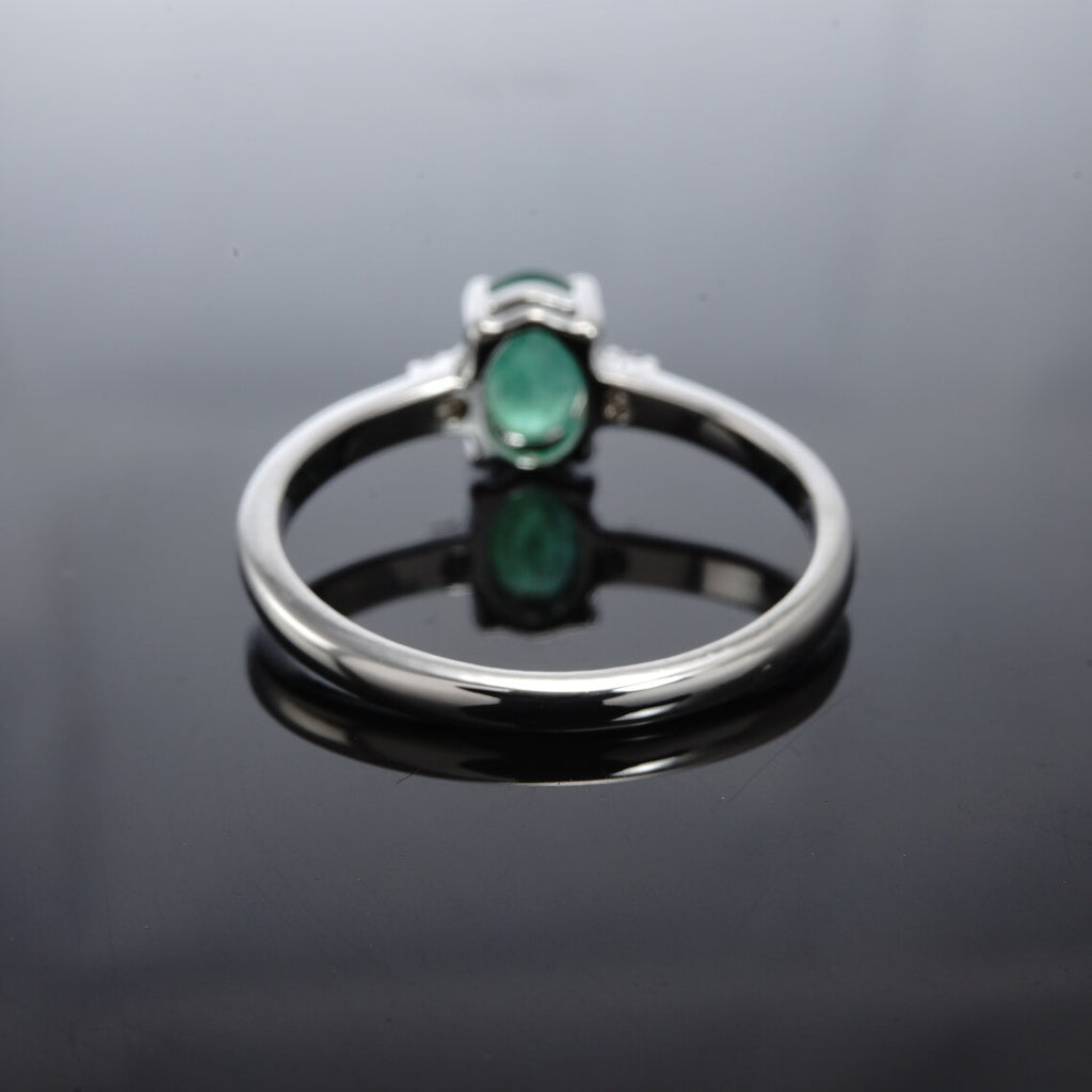 Certified Colombian Emerald Solitaire Ring, Sterling Silver Genuine Real Natural May Birthstone Jewelry