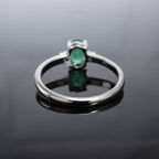 Certified Colombian Emerald Solitaire Ring, Sterling Silver Genuine Real Natural May Birthstone Jewelry