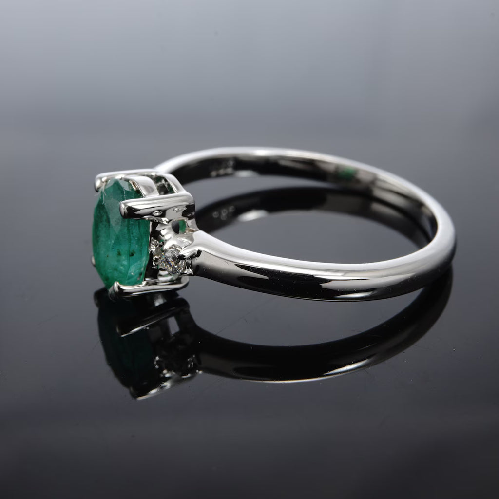 Certified Colombian Emerald Solitaire Ring, Sterling Silver Genuine Real Natural May Birthstone Jewelry