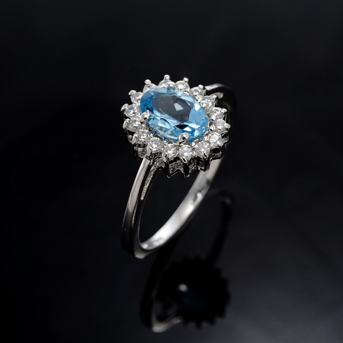 Blue Topaz Ring-Blue Topaz Silver Ring-Unique Ring-Topaz Ring-925 Sterling Silver Ring,Gift for Wife,Gifts For Mom-Ring