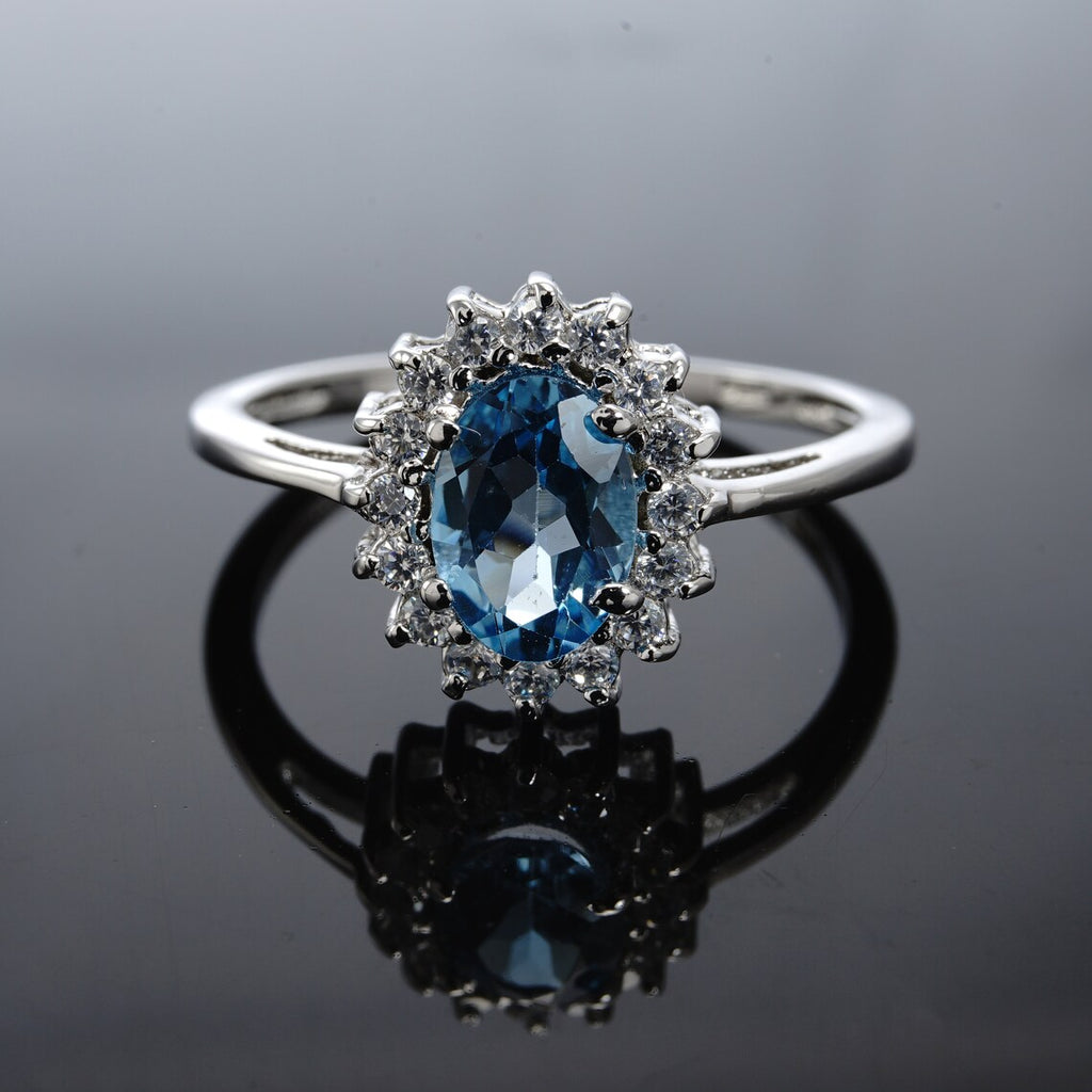 Blue Topaz Ring-Blue Topaz Silver Ring-Unique Ring-Topaz Ring-925 Sterling Silver Ring,Gift for Wife,Gifts For Mom-Ring