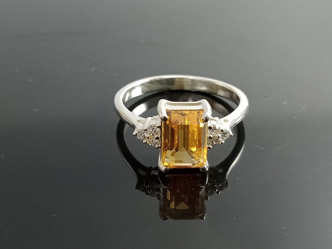 Gift Ring-Golden Topaz Ring-Yellow Topaz Ring-Vintage Ring-Birthstone Topaz Ring-Natural Golden Topaz Gemstone Ring-Promise Ring-Topaz Ring