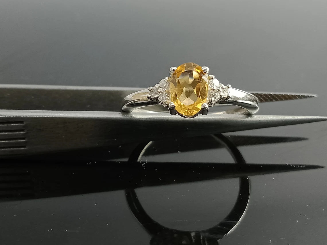Yellow Topaz Ring-Natural Golden Topaz Ring-925 Sterling Silver Ring-Golden TOPAZ Jewelry-Vintage Ring-Birthstone TOPAZ Ring
