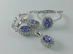 Natural Tanzanite Jewelry Set/Pendant ,Earring And Ring Set/ 925 Silver Jewelry Set-Women Jewelry Set-Tanzanite Jewelry Set-Gifts For Wife