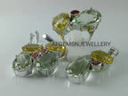 Multi Gemstone Jewelry Set/Pendant ,Earring And Ring Set/ 925 Silver Jewelry Set-Green Amethyst Jewelry Set-Lemon Topaz Jewelry Set