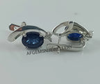 Blue Sapphire Earrings-925 Sterling Silver Earrings-Birthstone Sapphire Earrings-Sapphire Jewelry-Bridal Earrings-Oval Sapphire Earrings