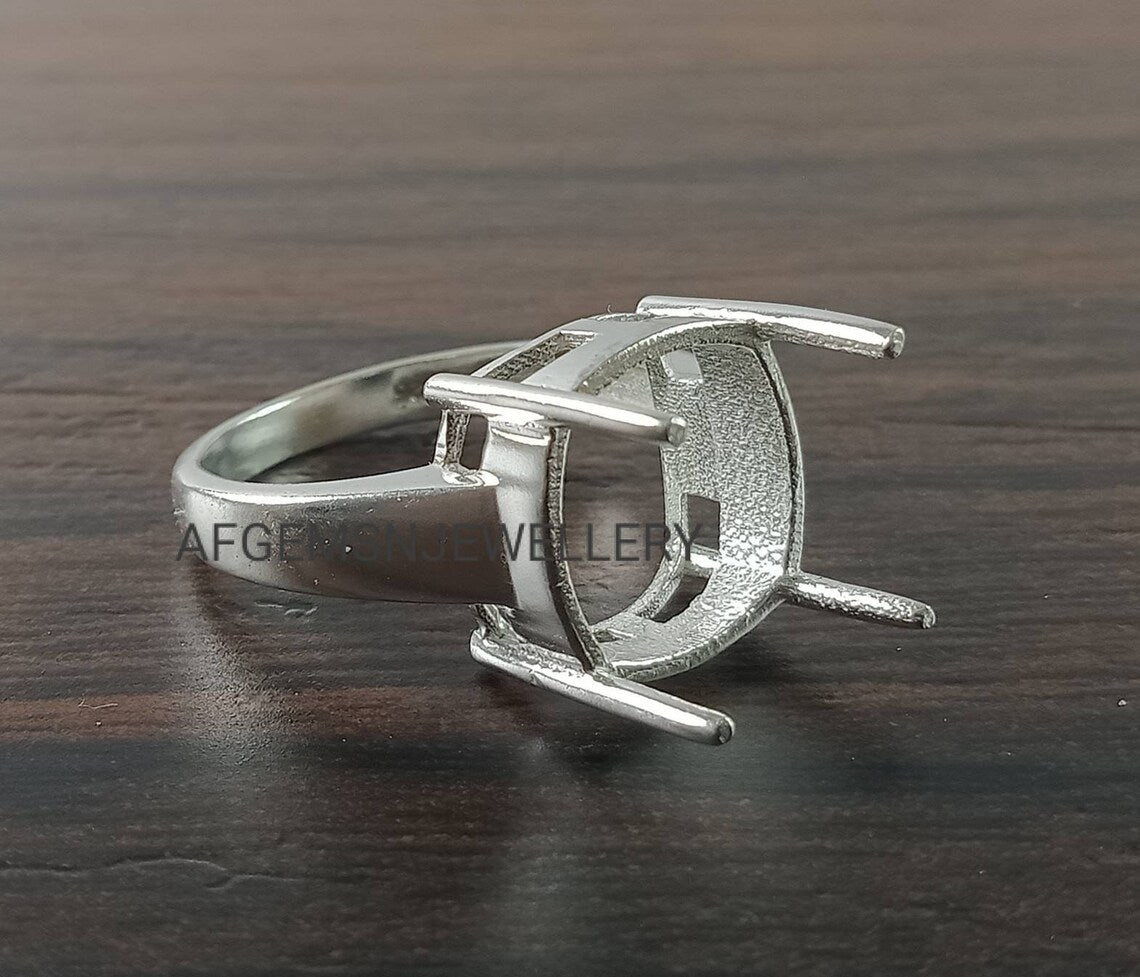 12X12 MM Cushion Semi Mount Ring-Without Stone Ring-Promise Ring-Women Ring-925 Sterling Silver Ring-Cushion Ring-Prong Setting Ring