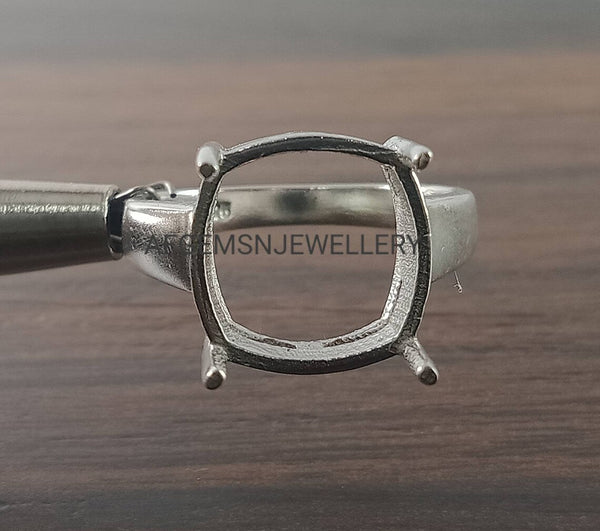 12X12 MM Cushion Semi Mount Ring-Without Stone Ring-Promise Ring-Women Ring-925 Sterling Silver Ring-Cushion Ring-Prong Setting Ring