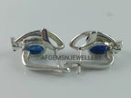 Blue Sapphire Earrings-925 Sterling Silver Earrings-Birthstone Sapphire Earrings-Sapphire Jewelry-Bridal Earrings-Oval Sapphire Earrings