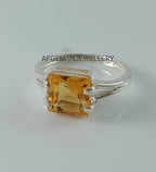 Vintage Golden Topaz Ring-Yellow Topaz Ring-Golden Stone Ring-Birthstone Topaz Ring-Natural Golden Topaz Gemstone Ring-Promise Ring