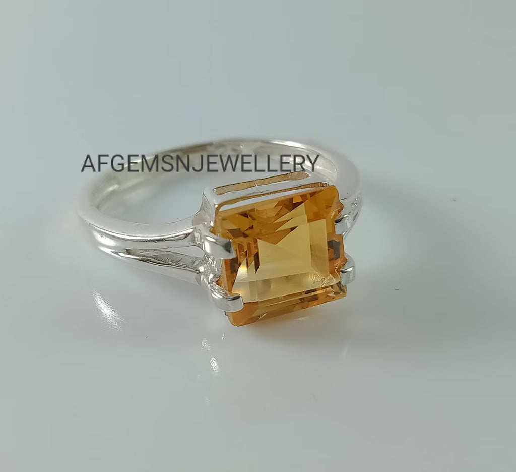 Vintage Golden Topaz Ring-Yellow Topaz Ring-Golden Stone Ring-Birthstone Topaz Ring-Natural Golden Topaz Gemstone Ring-Promise Ring