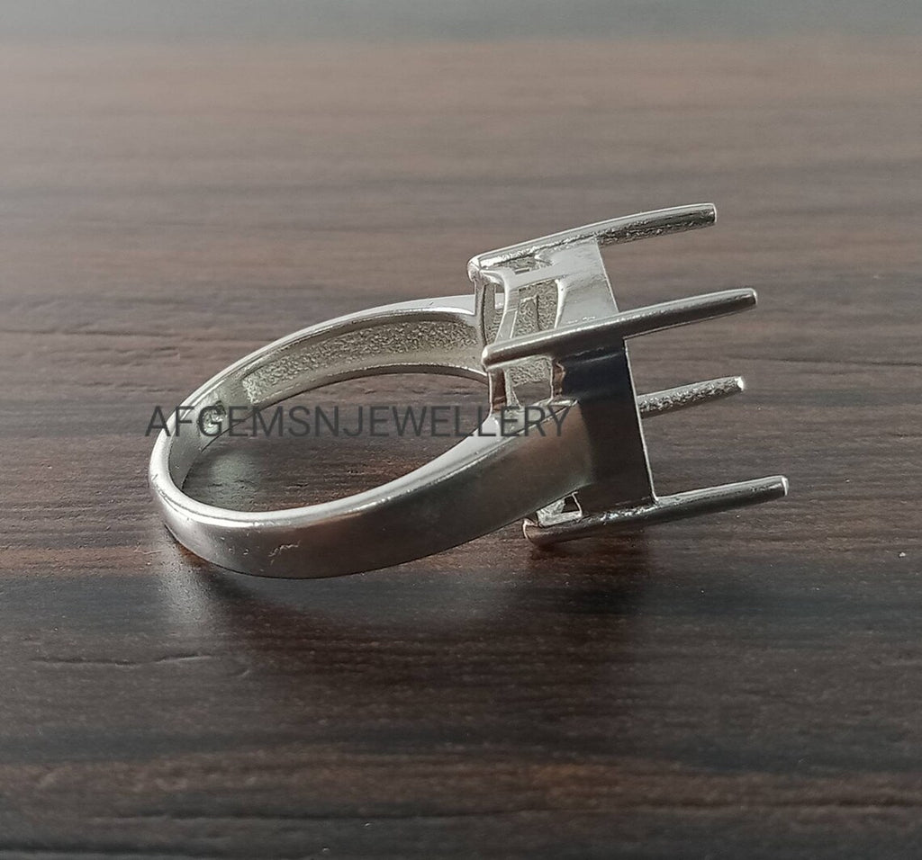 12X12 MM Cushion Semi Mount Ring-Without Stone Ring-Promise Ring-Women Ring-925 Sterling Silver Ring-Cushion Ring-Prong Setting Ring