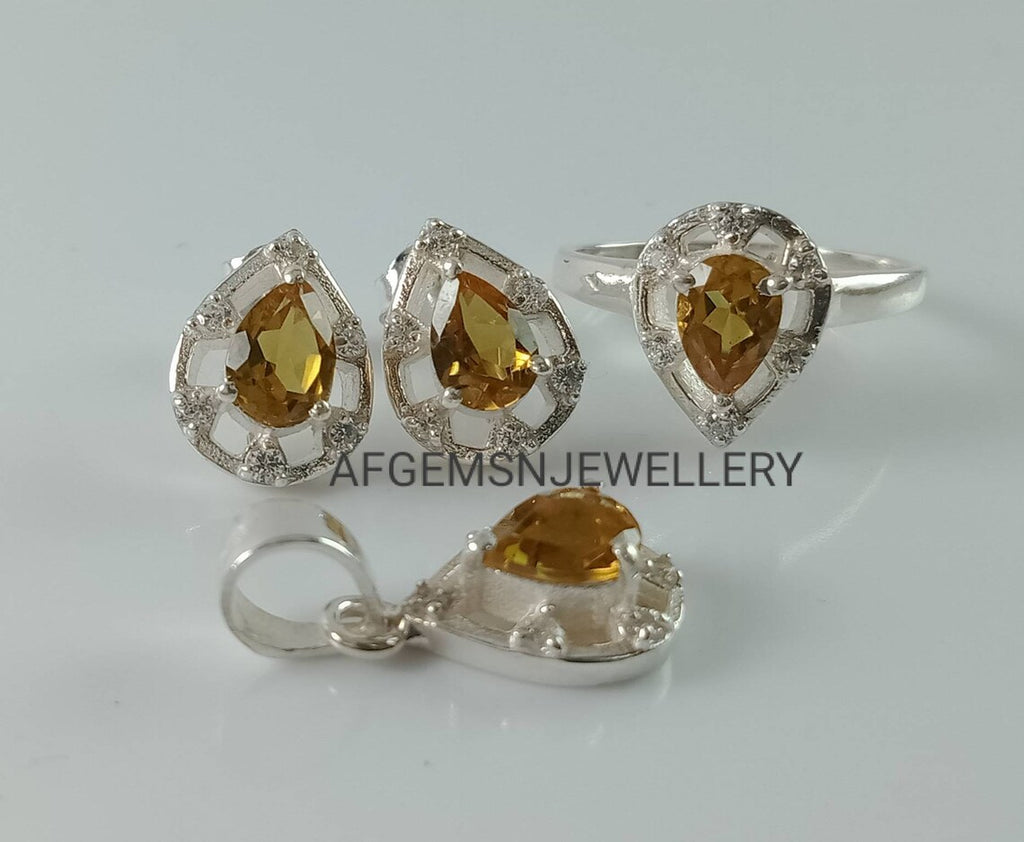 Sultanite Jewelry Set/Pendant,Earring And Sultanite Ring /925 Silver Jewelry Set-Pear Sultanite Set-Colors Changing Sultanite Jewelry Set