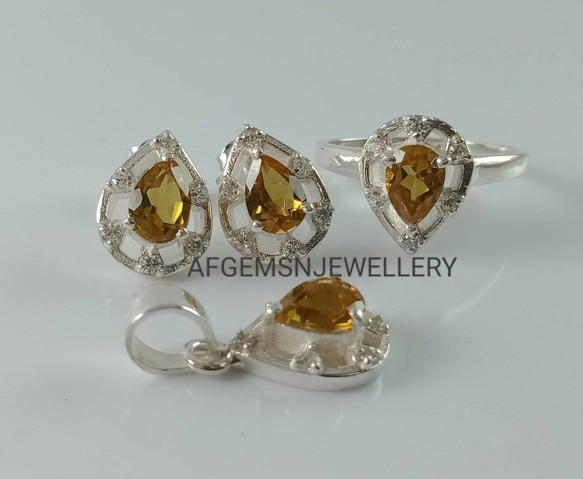 Sultanite Jewelry Set/Pendant,Earring And Sultanite Ring /925 Silver Jewelry Set-Pear Sultanite Set-Colors Changing Sultanite Jewelry Set