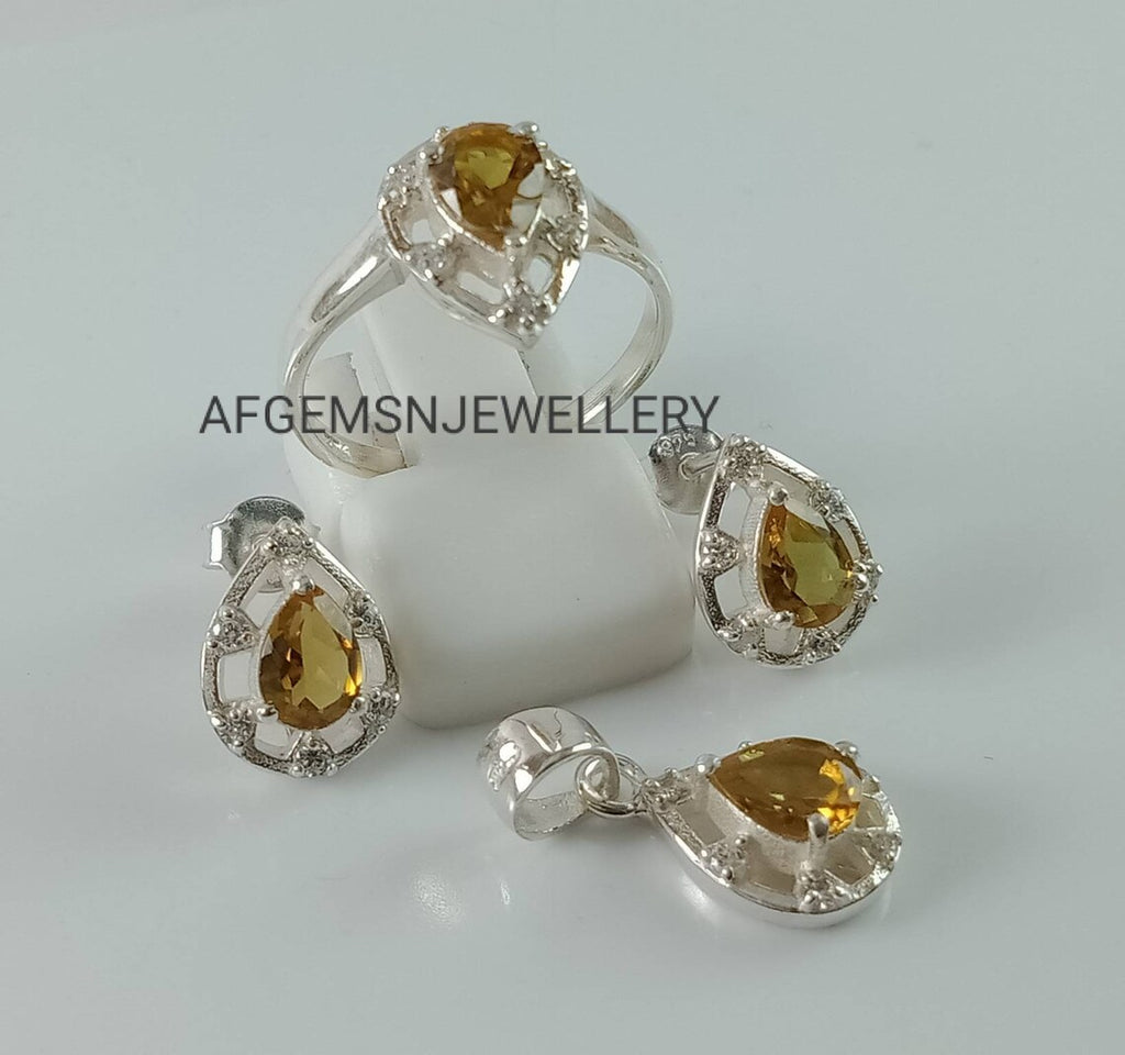 Sultanite Jewelry Set/Pendant,Earring And Sultanite Ring /925 Silver Jewelry Set-Pear Sultanite Set-Colors Changing Sultanite Jewelry Set