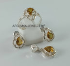 Sultanite Jewelry Set/Pendant,Earring And Sultanite Ring /925 Silver Jewelry Set-Pear Sultanite Set-Colors Changing Sultanite Jewelry Set
