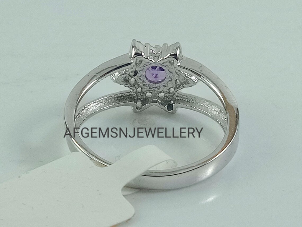 Purple amethyst ring, Natural amethyst ring, 925 sterling silver, February birthstone, round cut, engagement ring, Dainty Promise ring