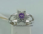 Purple amethyst ring, Natural amethyst ring, 925 sterling silver, February birthstone, round cut, engagement ring, Dainty Promise ring
