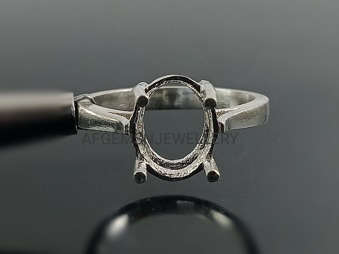 8X10 MM Oval Semi Mount Ring-Setting Ring-Without Stone Ring-Ready to be set with your Own Stone-925 Sterling Silver Ring-Prong Setting Ring
