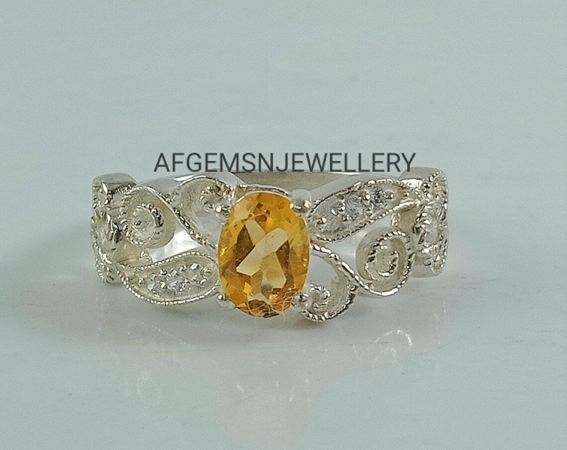 Unique Yellow Topaz Ring-925 Silver Ring-Golden Topaz Jewelry-Vintage Ring-Gift Ring-Women Ring-Yellow Golden Topaz-Birthstone Topaz Ring