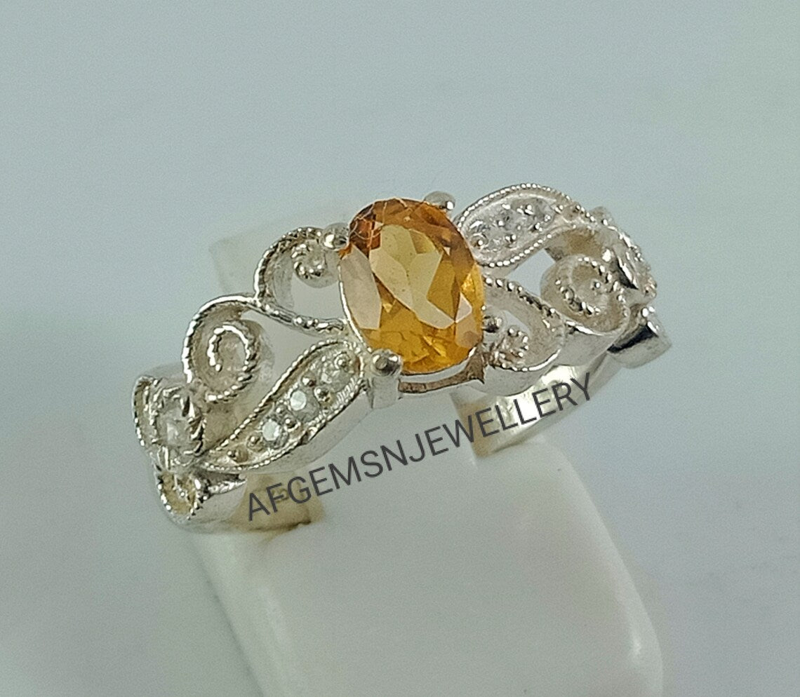 Unique Yellow Topaz Ring-925 Silver Ring-Golden Topaz Jewelry-Vintage Ring-Gift Ring-Women Ring-Yellow Golden Topaz-Birthstone Topaz Ring