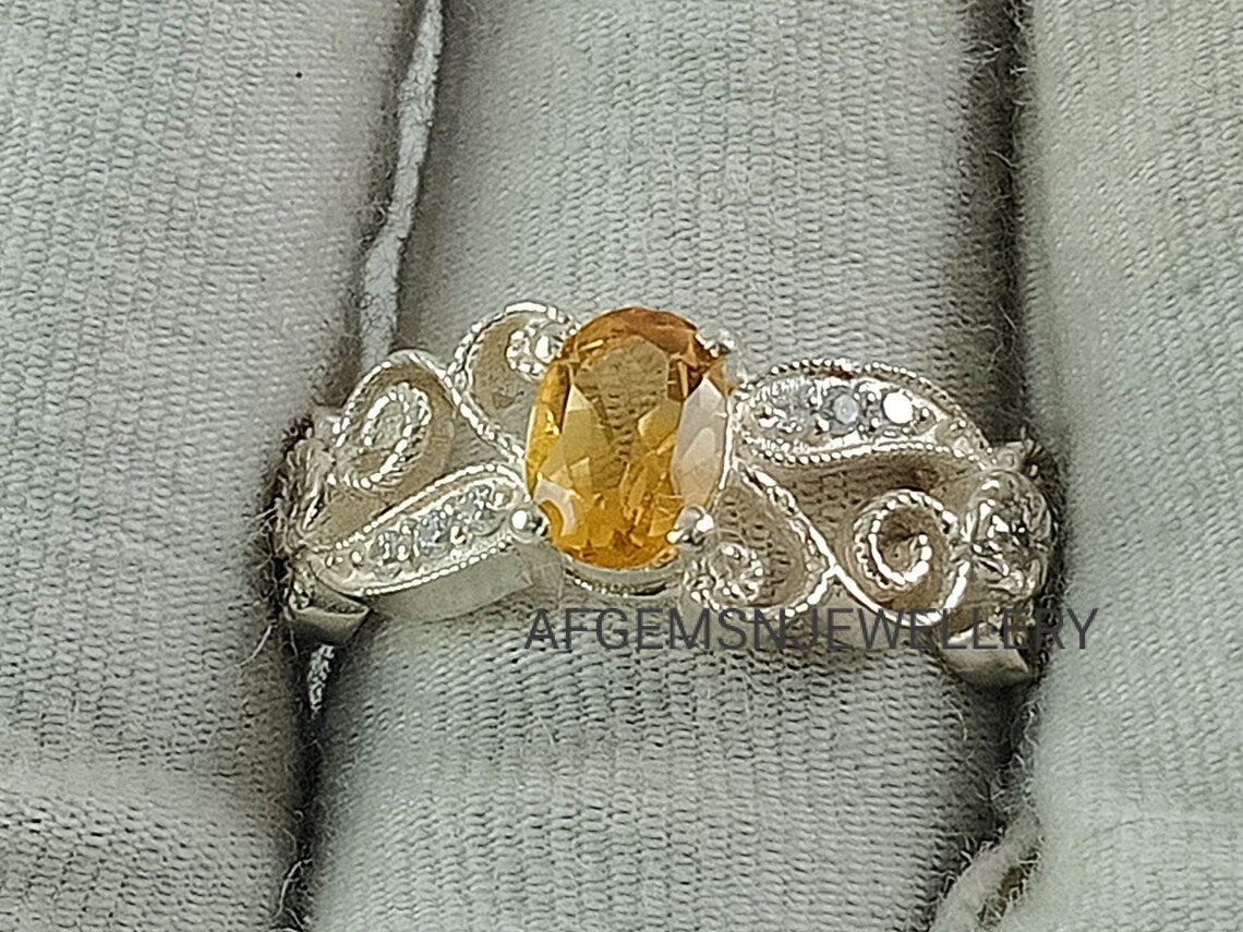 Unique Yellow Topaz Ring-925 Silver Ring-Golden Topaz Jewelry-Vintage Ring-Gift Ring-Women Ring-Yellow Golden Topaz-Birthstone Topaz Ring