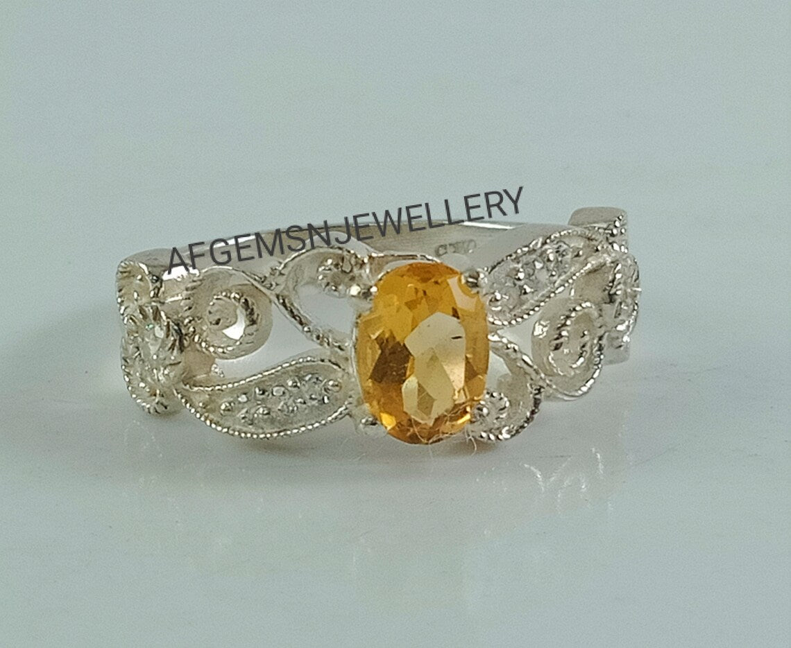 Unique Yellow Topaz Ring-925 Silver Ring-Golden Topaz Jewelry-Vintage Ring-Gift Ring-Women Ring-Yellow Golden Topaz-Birthstone Topaz Ring
