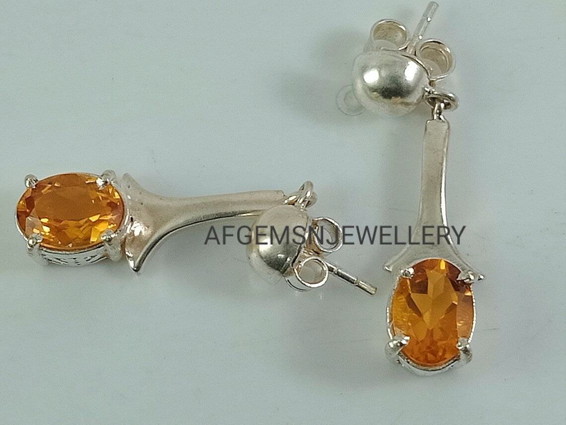 Golden Topaz Stud Earrings-Golden Topaz Studs-Yellow Topaz Stud Earrings-Women Golden Topaz Stud Earring-Push Back Topaz Stud Earrings