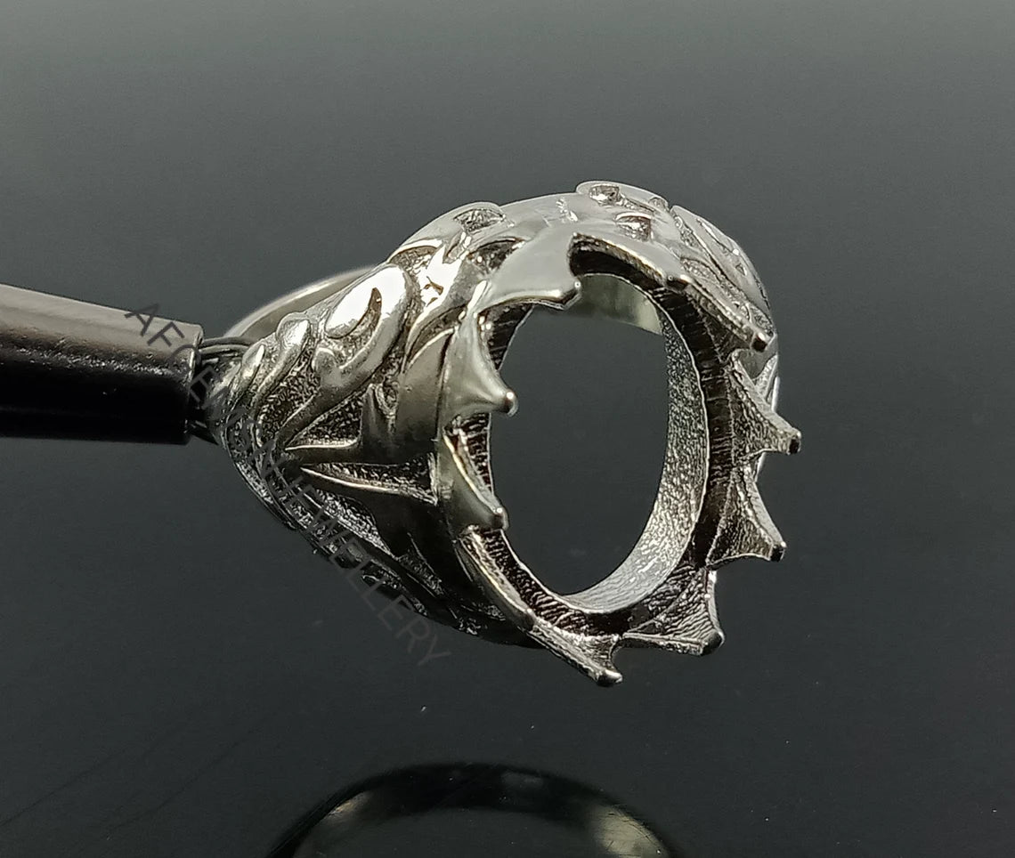 10X14MM Oval Semi Mount Ring-Men Mount Ring-Without Stone Ring-Men Ring-Unset Ring-Setting Ring-925 Sterling Silver Ring-Prong Setting Ring