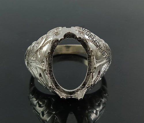 10X14MM Oval Semi Mount Ring-Men Mount Ring-Without Stone Ring-Men Ring-Unset Ring-Setting Ring-925 Sterling Silver Ring-Prong Setting Ring
