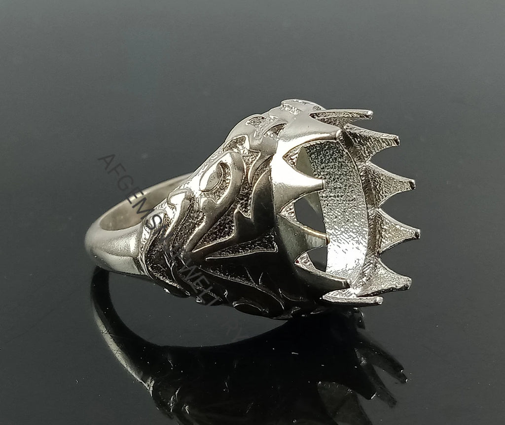 10X14MM Oval Semi Mount Ring-Men Mount Ring-Without Stone Ring-Men Ring-Unset Ring-Setting Ring-925 Sterling Silver Ring-Prong Setting Ring