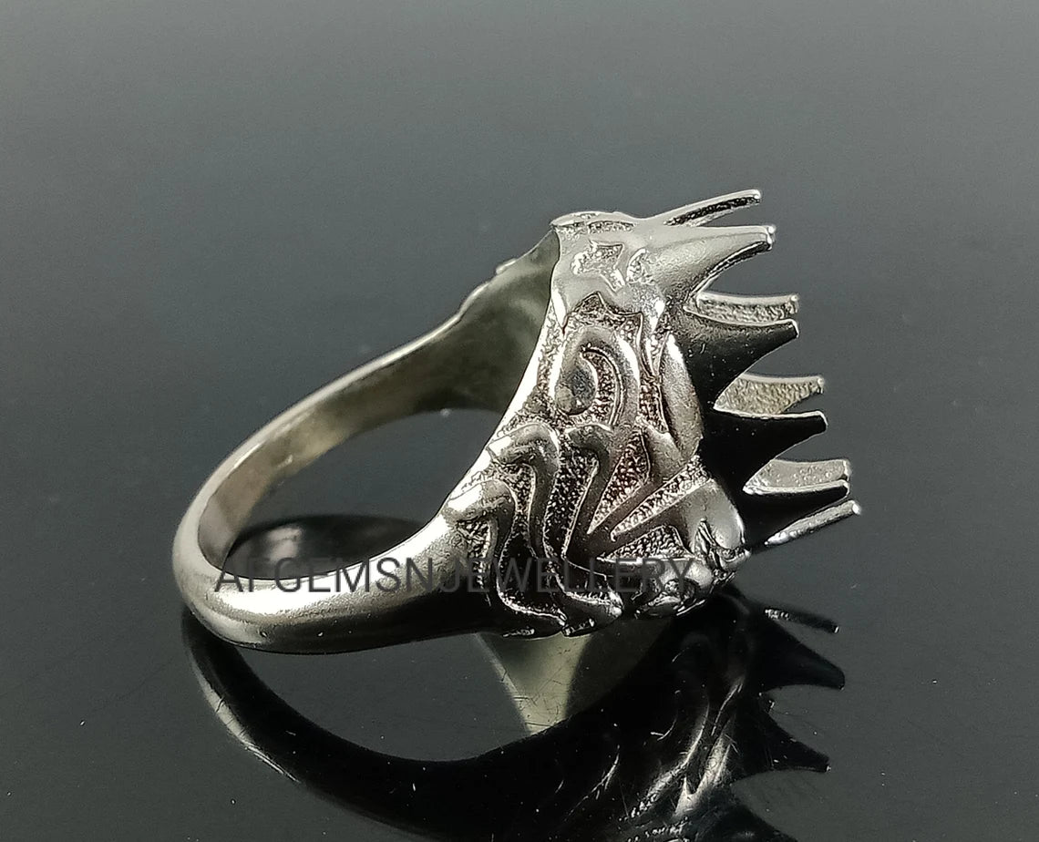 10X14MM Oval Semi Mount Ring-Men Mount Ring-Without Stone Ring-Men Ring-Unset Ring-Setting Ring-925 Sterling Silver Ring-Prong Setting Ring