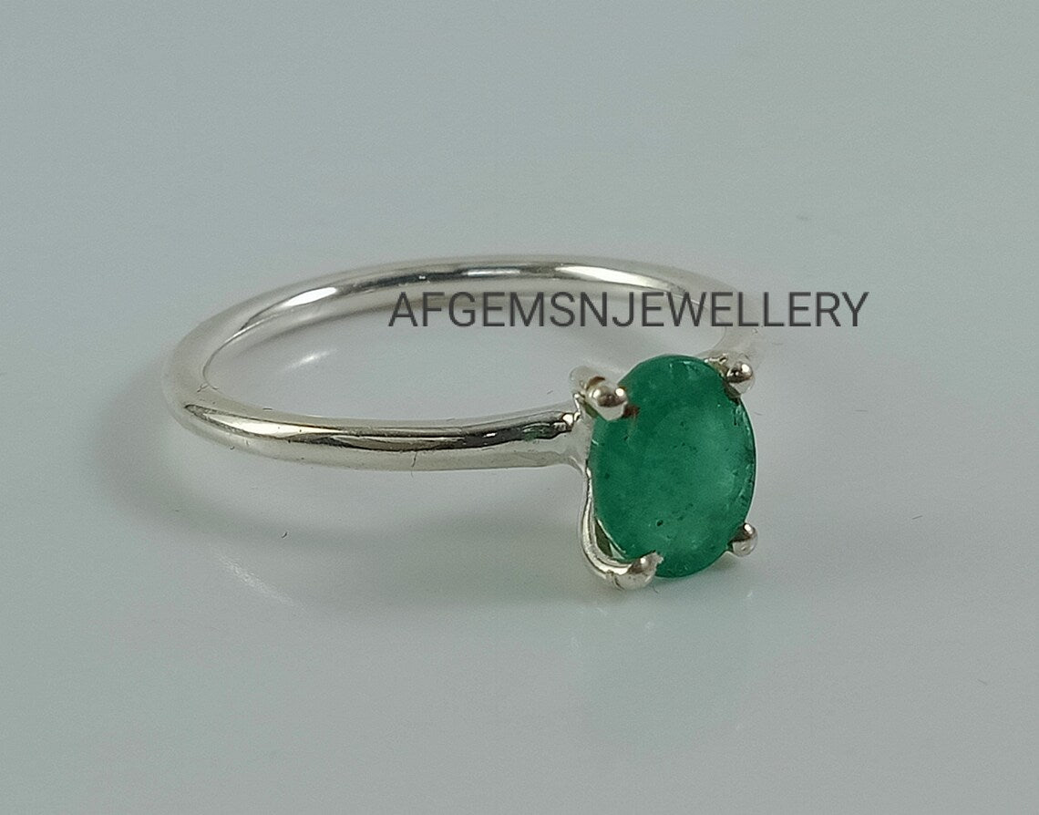 100%Natural Emerald Ring-Green Emerald Ring-Emerald Silver Ring-Zambian Emerald Ring-Emerald Ring-Unique Emerald Ring-Oval Emerald