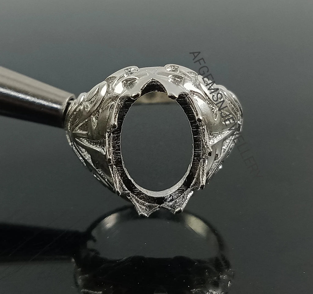 10X14MM Oval Semi Mount Ring-Men Mount Ring-Without Stone Ring-Men Ring-Unset Ring-Setting Ring-925 Sterling Silver Ring-Prong Setting Ring