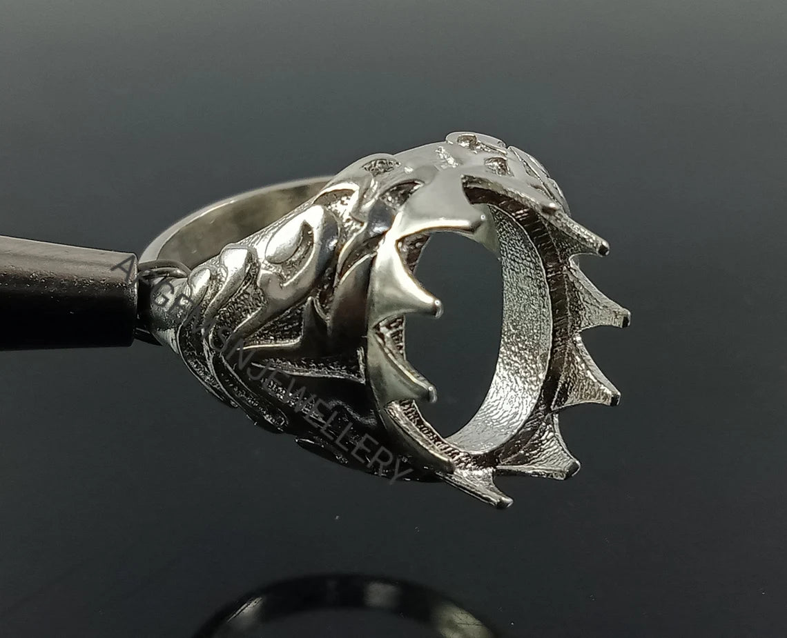 10X14MM Oval Semi Mount Ring-Men Mount Ring-Without Stone Ring-Men Ring-Unset Ring-Setting Ring-925 Sterling Silver Ring-Prong Setting Ring