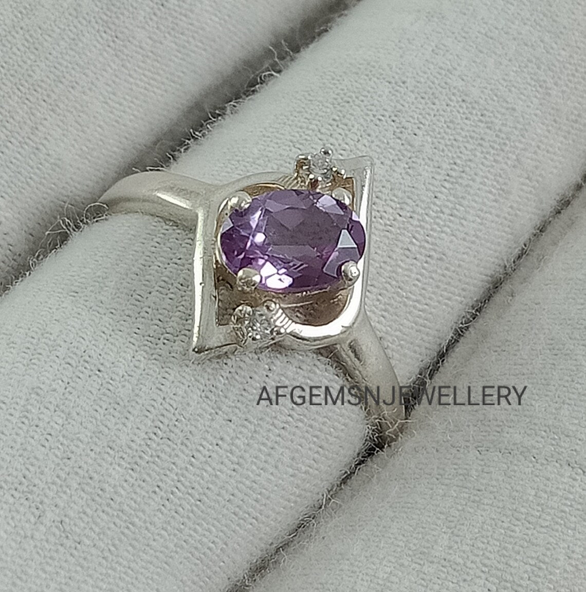 Unique Alexandrite Ring Sterling Silver Ring June Birthstone Ring Color Changing Gemstone Ring Color Changing Alexandrite