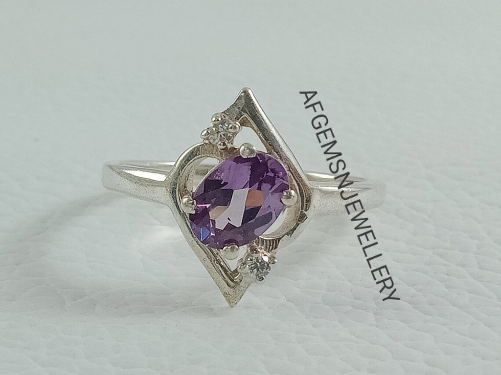 Unique Alexandrite Ring Sterling Silver Ring June Birthstone Ring Color Changing Gemstone Ring Color Changing Alexandrite