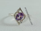 Unique Alexandrite Ring Sterling Silver Ring June Birthstone Ring Color Changing Gemstone Ring Color Changing Alexandrite