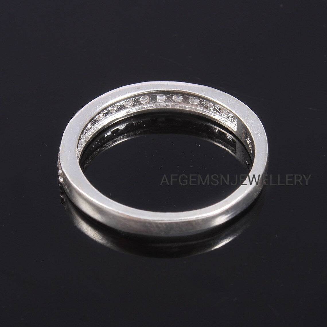 Eternity Band/2MM CZ Wedding Ring/925 Sterling Silver Ring/Half Eternity Band/Wedding Band/Simulated Diamond Band/Stacking Ring