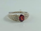 Wedding Garnet ring, oval cut, January birthstone, natural garnet ring, red gemstone, sterling silver, promise ring,