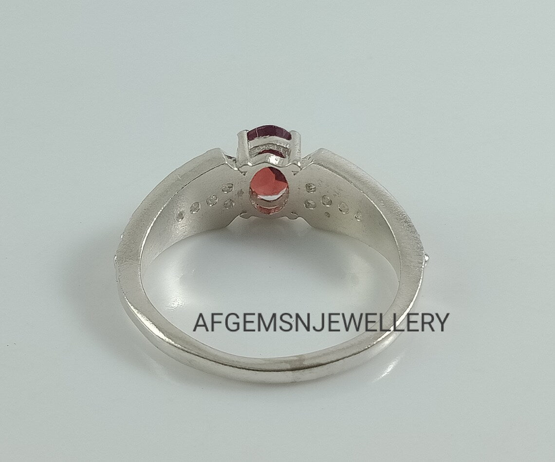 Wedding Garnet ring, oval cut, January birthstone, natural garnet ring, red gemstone, sterling silver, promise ring,