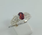 Wedding Garnet ring, oval cut, January birthstone, natural garnet ring, red gemstone, sterling silver, promise ring,