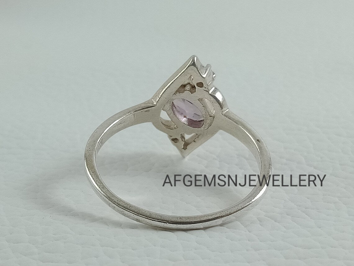 Unique Alexandrite Ring Sterling Silver Ring June Birthstone Ring Color Changing Gemstone Ring Color Changing Alexandrite