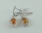 Real Yellow Gemstone Studs Earrings-Natural Golden Topaz Earrings-Yellow Topaz Studs Earrings For Women