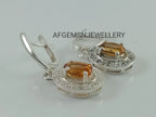 Real Yellow Gemstone Studs Earrings-Natural Golden Topaz Earrings-Yellow Topaz Studs Earrings For Women