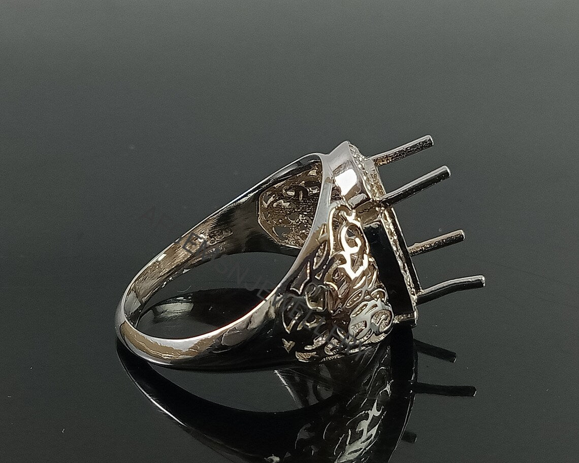 10X12MM Oval Semi Mount Ring-Unique Ring-Without Stone Ring-Men Mount Ring-Oval Mount Ring-925 Sterling Silver Ring-Prong Setting Ring